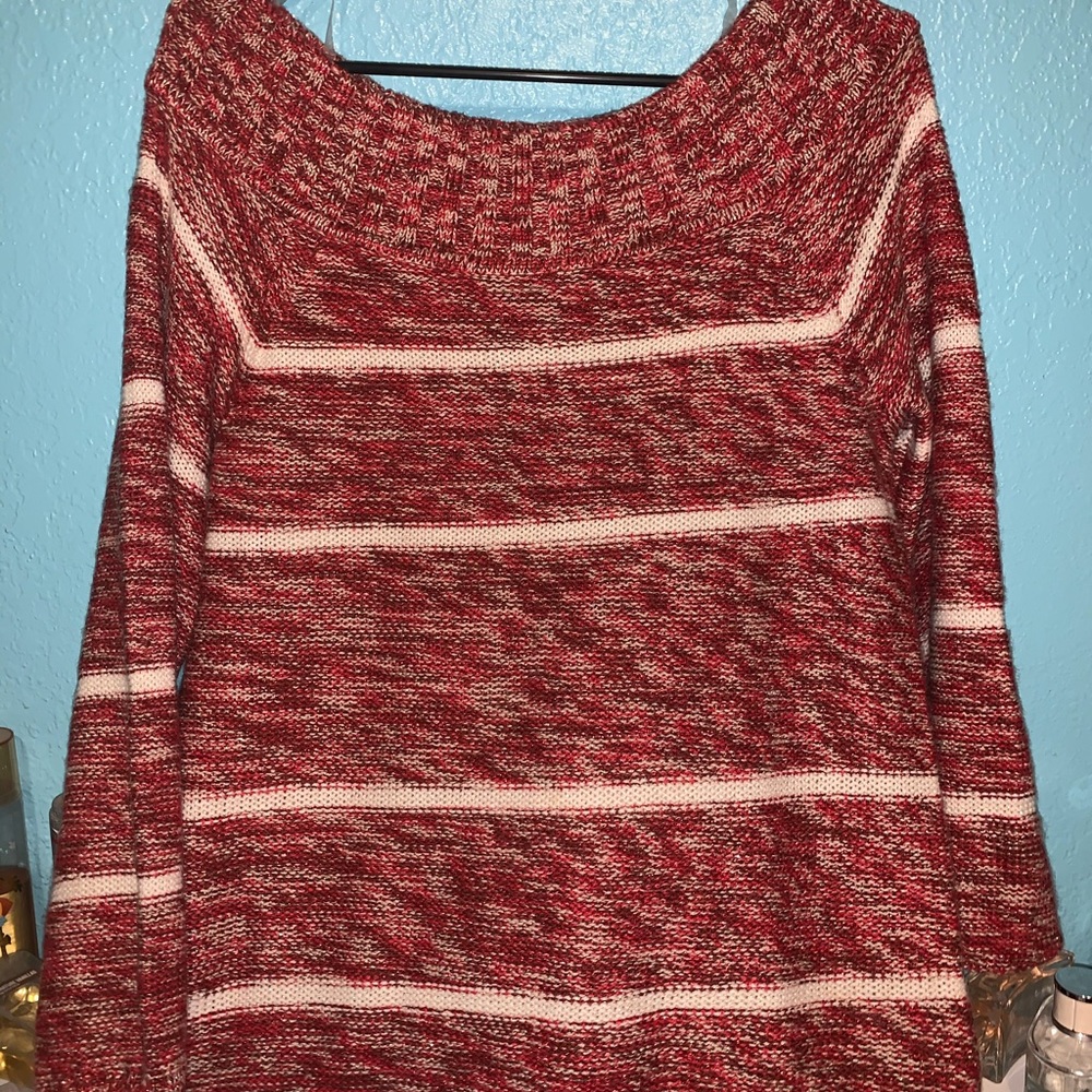 Red and white sweater